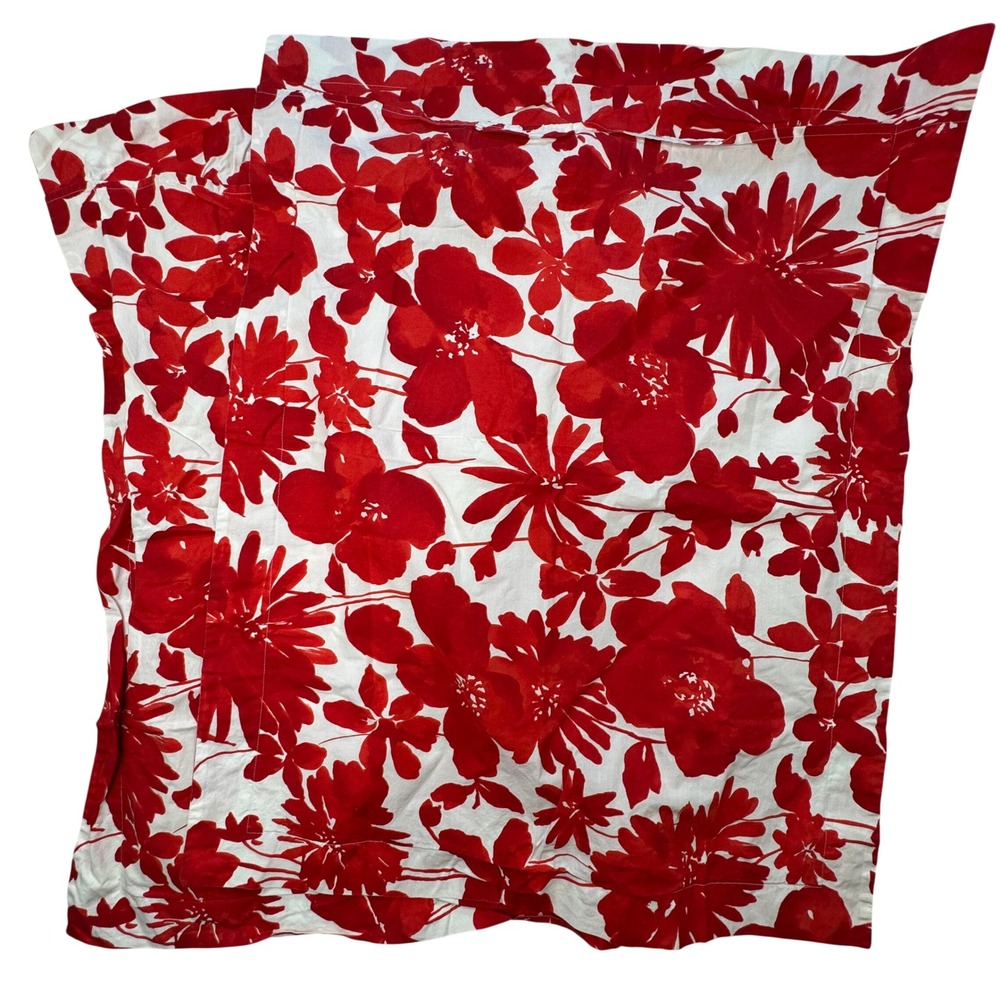 Garnet Hill Red Floral Cotton Sheet Set